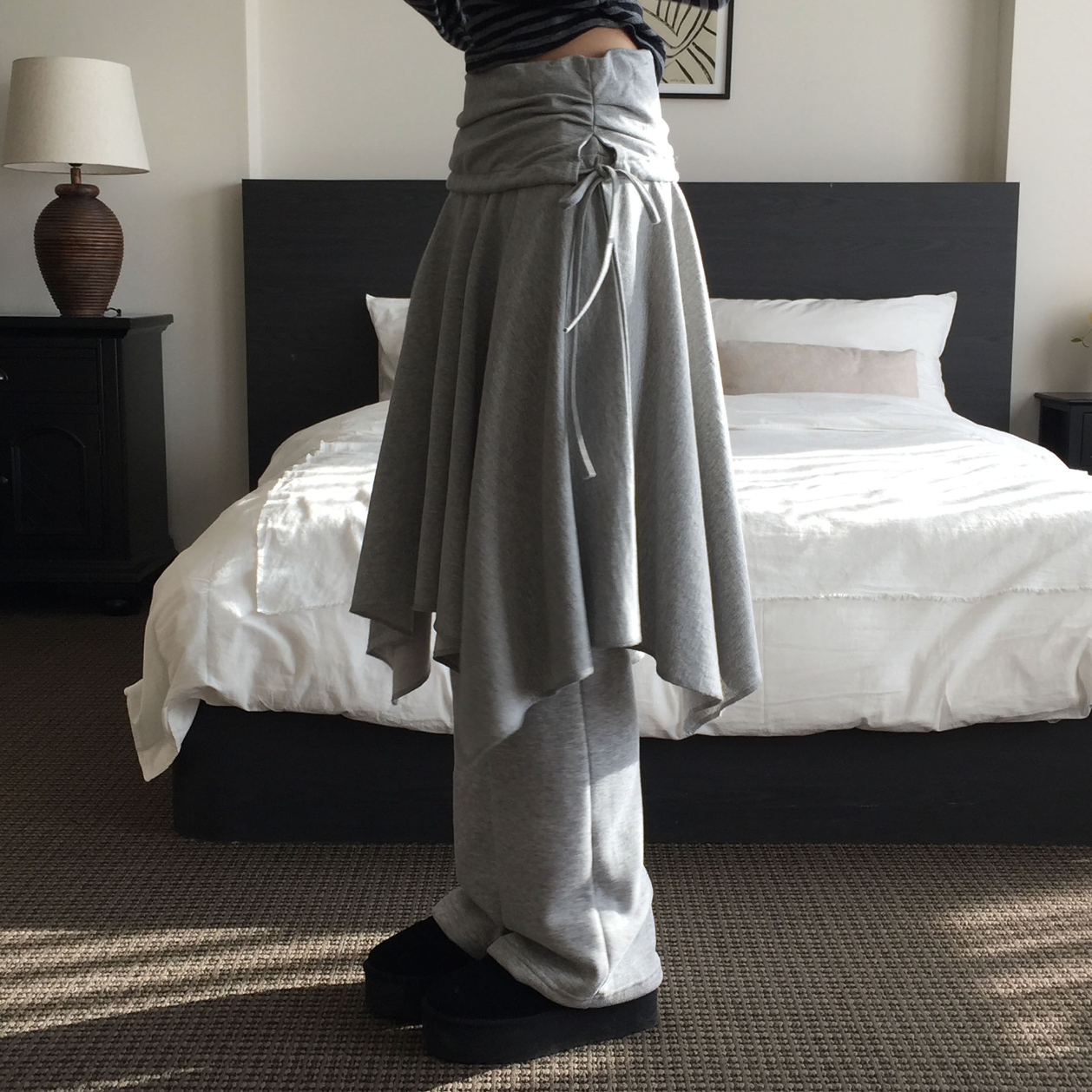 ｜MODIMOOD｜ Morning Unbalanced Low Flare Layered Skirt