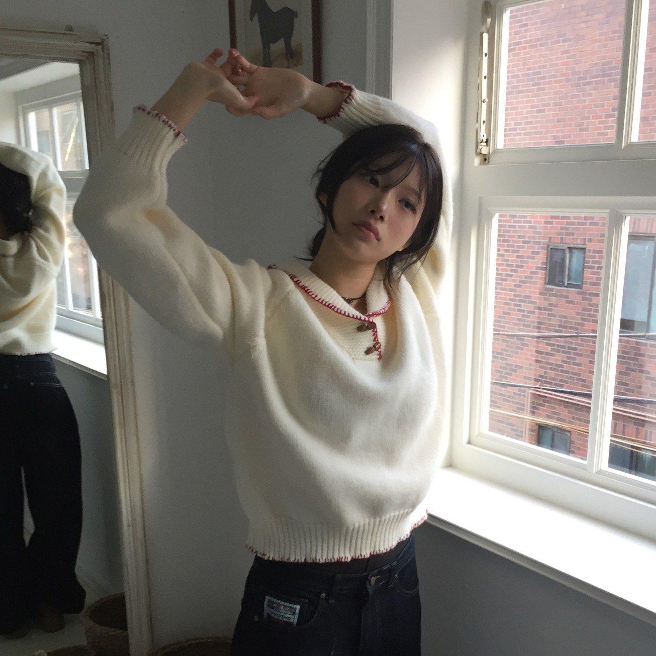 ｜MODIMOOD｜ Vintage and Tteokbokki Stitch Collar Knitwear