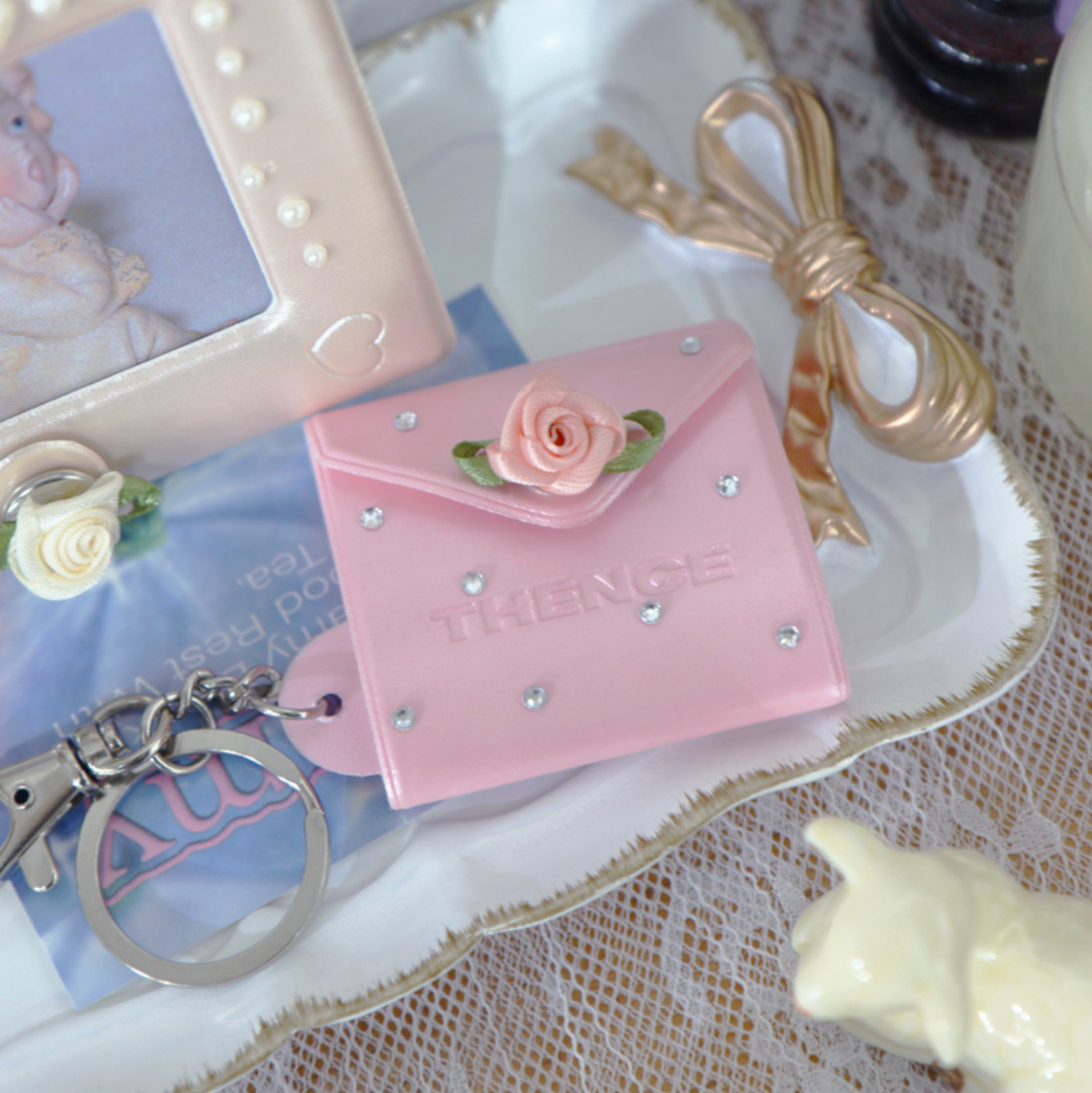 ｜THENCE｜ Shimmer Mini Album Key Holder Pink