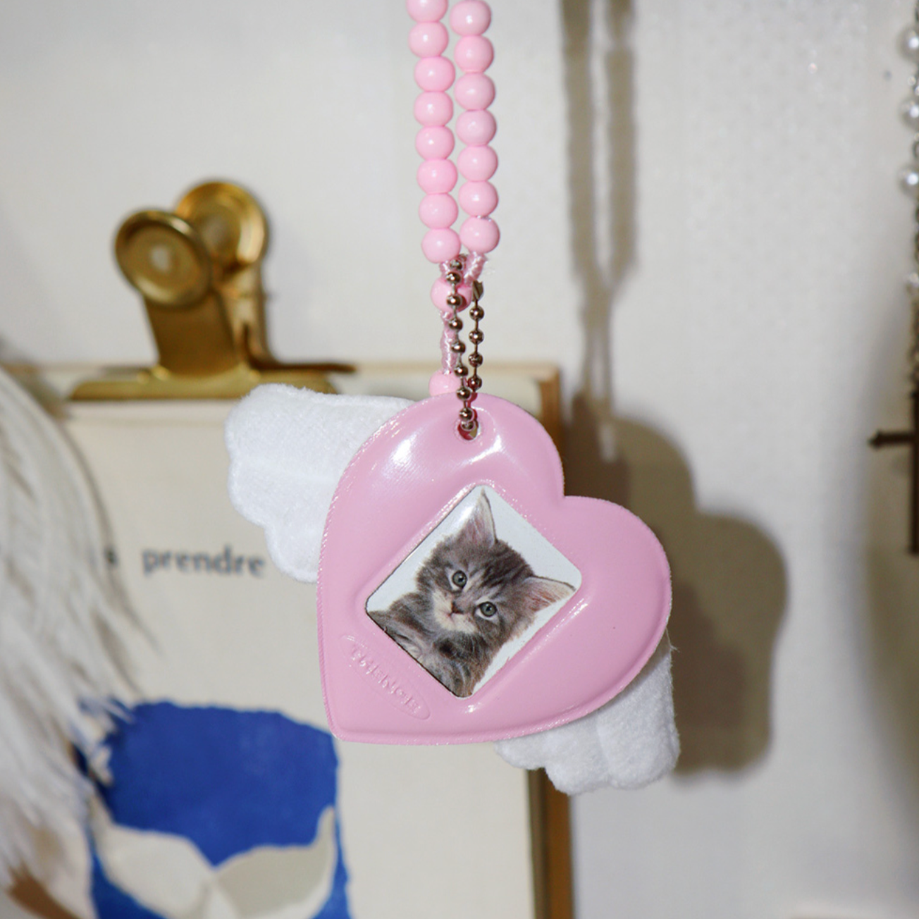 ｜THENCE｜ Glossy Photo Frame Key Holder Pink Heart