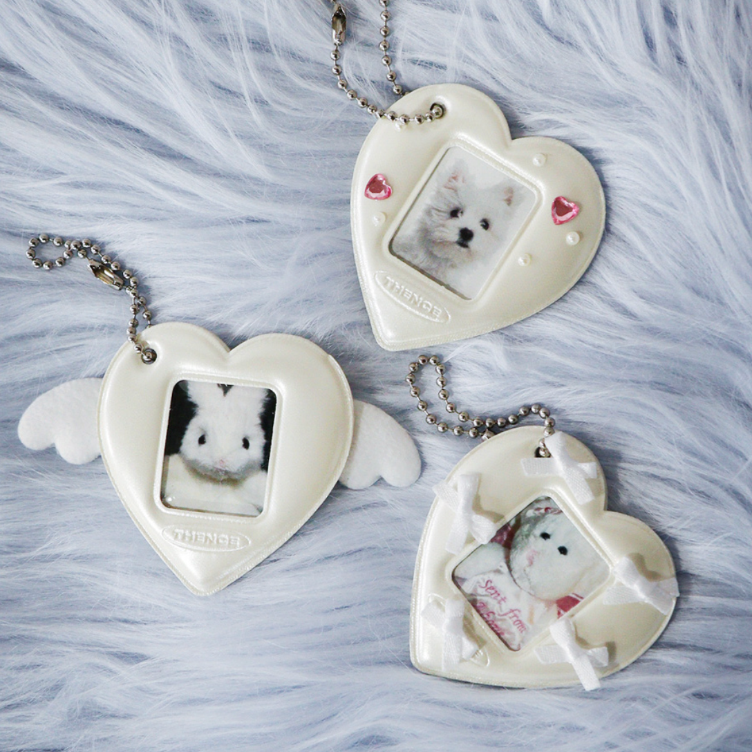 ｜THENCE｜ Glossy Photo Frame Key Holder Cream Heart
