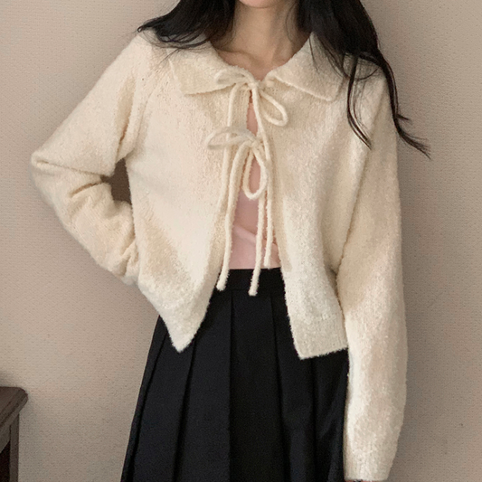 ｜98°C｜ Collar Ribbon Cardigan