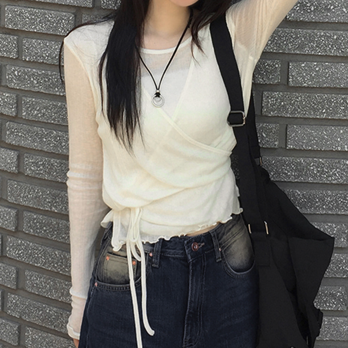 ｜Unbutty｜ Lake Wool Tencel Wrap Tee