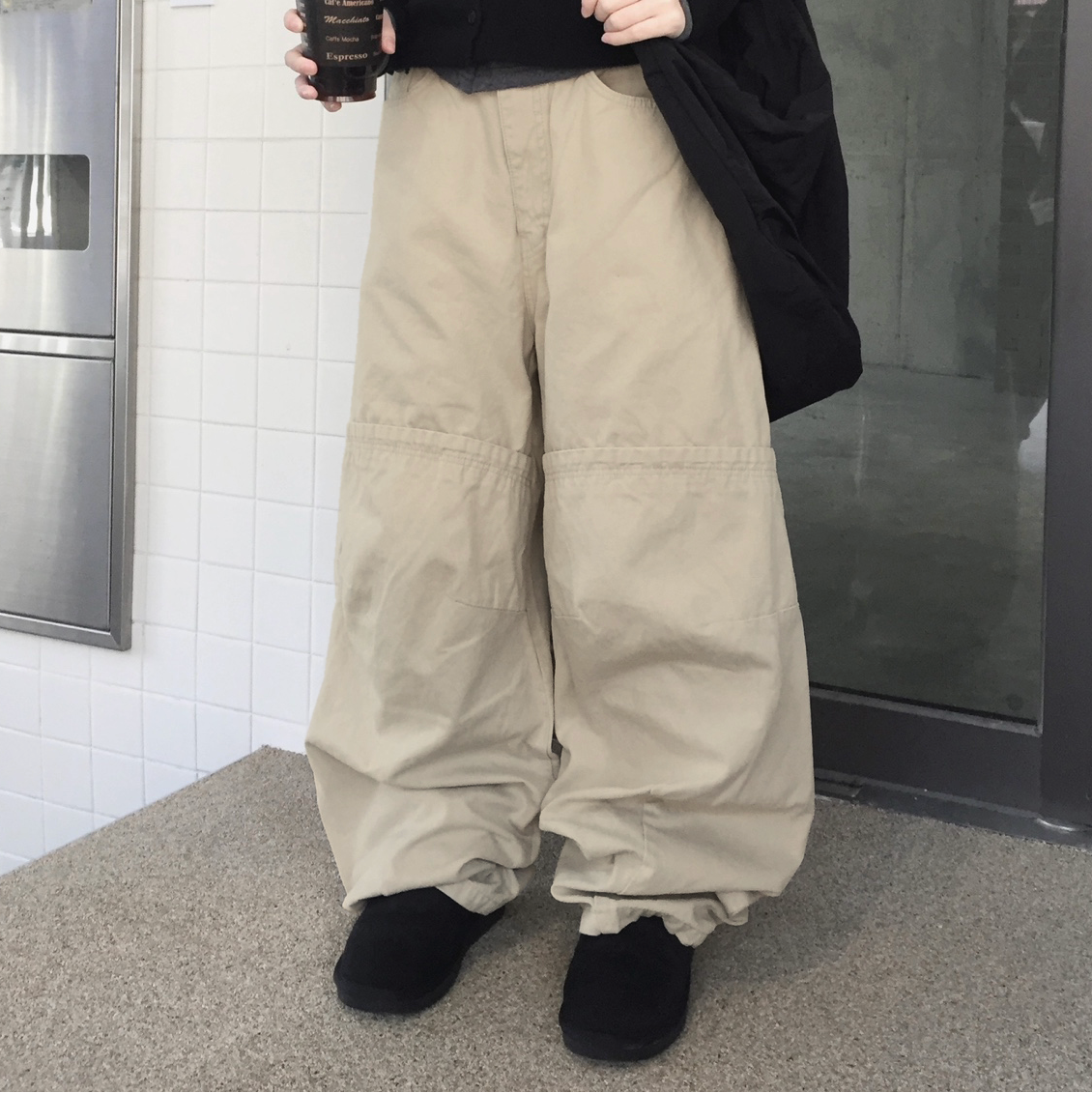 ｜Unbutty｜ Knee Pintuck Wide Cotton Pants
