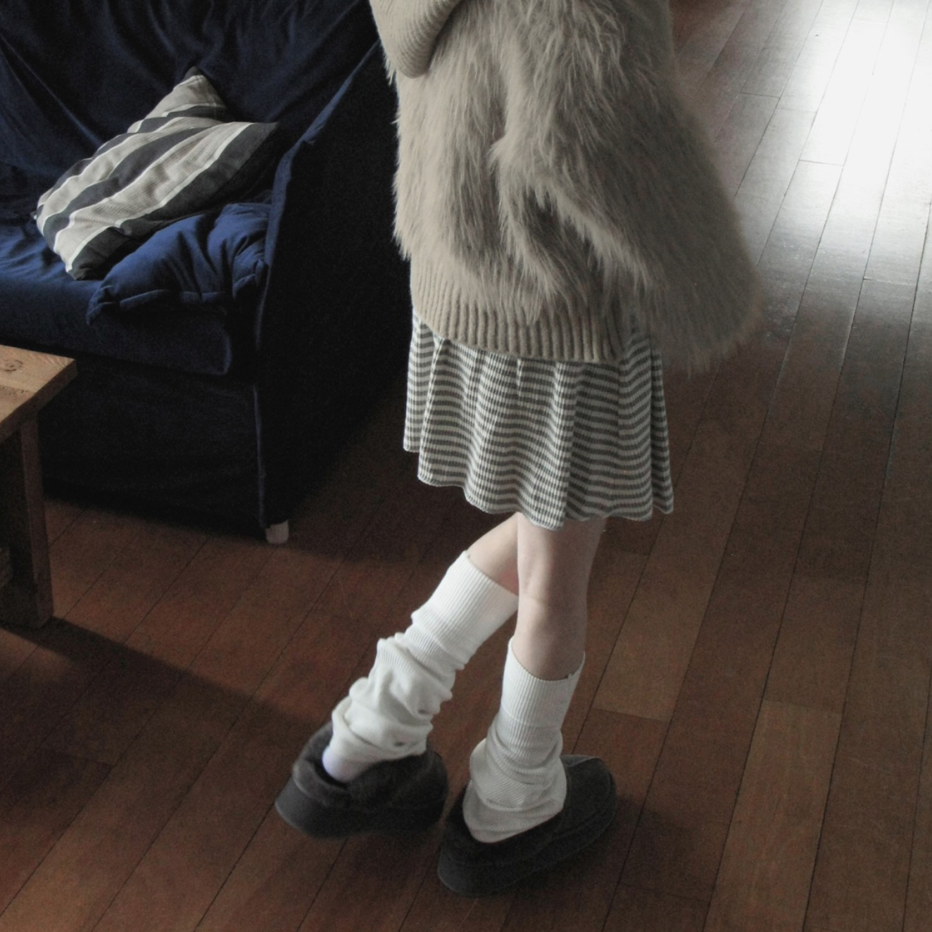 ｜Unbutty｜ Bubble Stripe Flared Skirt