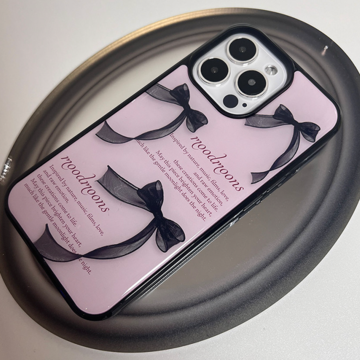 ｜moodmoons｜ Black Ribbon Epoxy Phone Case