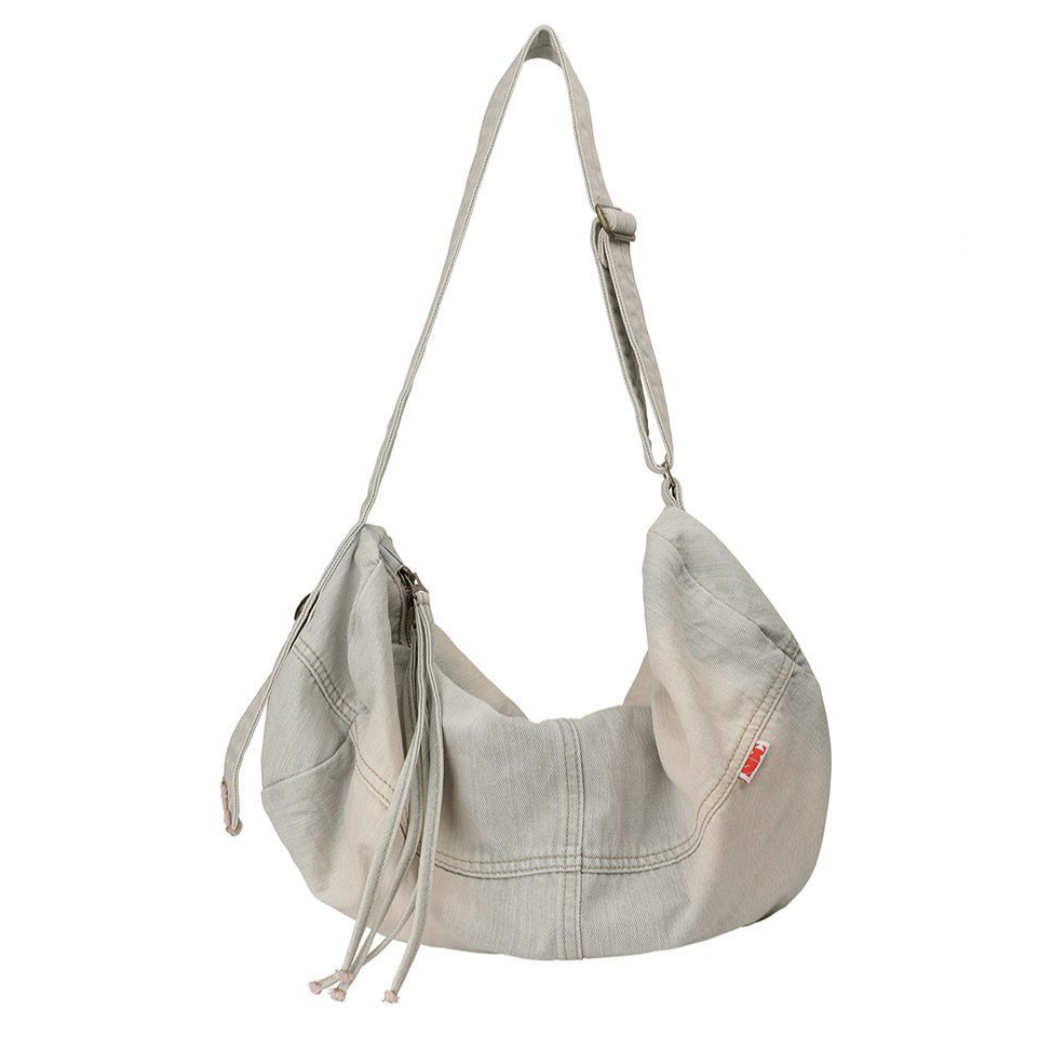 ｜SCULPTOR｜ Vintage Brushed Denim Duffel Bag Ice Pink
