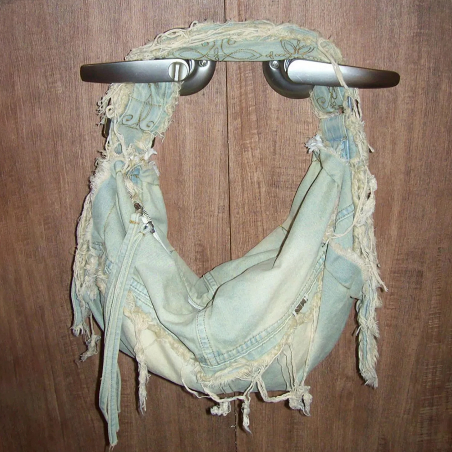 ｜SCULPTOR｜ Destroyed Denim Duffel Bag Vintage Ice
