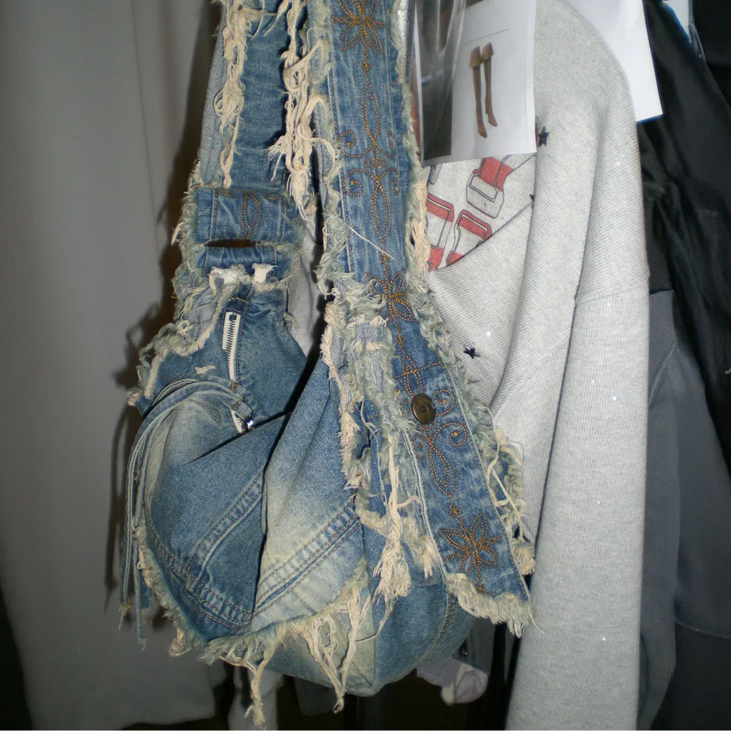 ｜SCULPTOR｜ Destroyed Denim Duffel Bag Vintage Blue