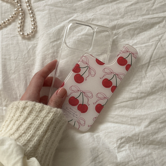 ｜Mademoment｜ Ribbon Cherry Acrylic Cover Case