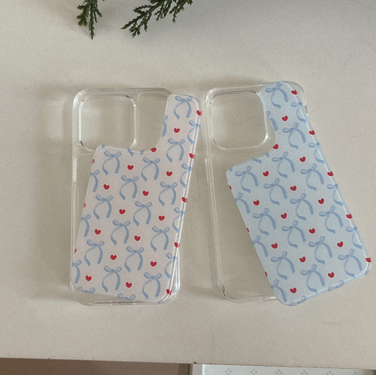 ｜Mademoment｜ Vintage Blue Ribbon Pattern Cover Case