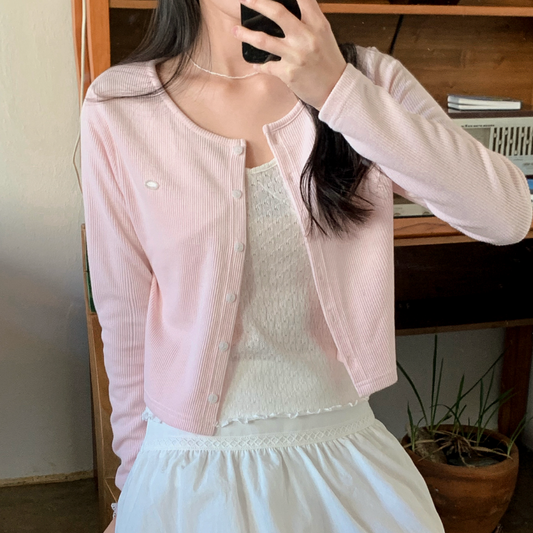 ｜SHOPPERLAND｜ Spring Merlin Pendant Ribbed Cardigan