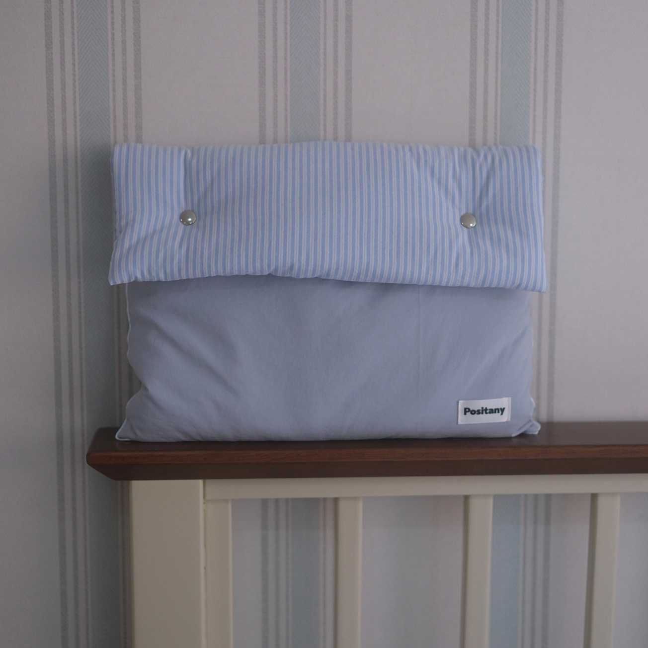 ｜Positany｜ Button Pouch (Blue Stripe)