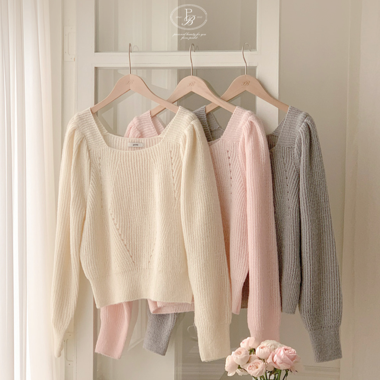 ｜perbit｜ Square Soft Touch Puff Knit