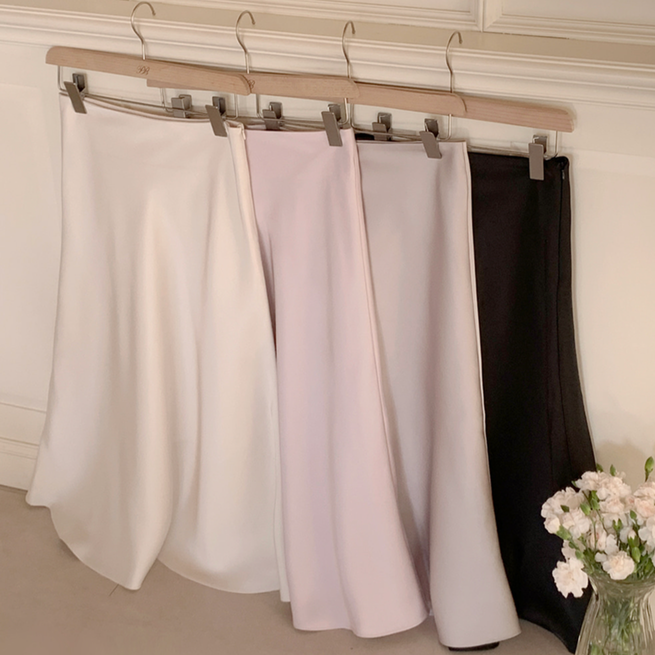 ｜perbit｜ Hermann Satin Flared Long Skirt