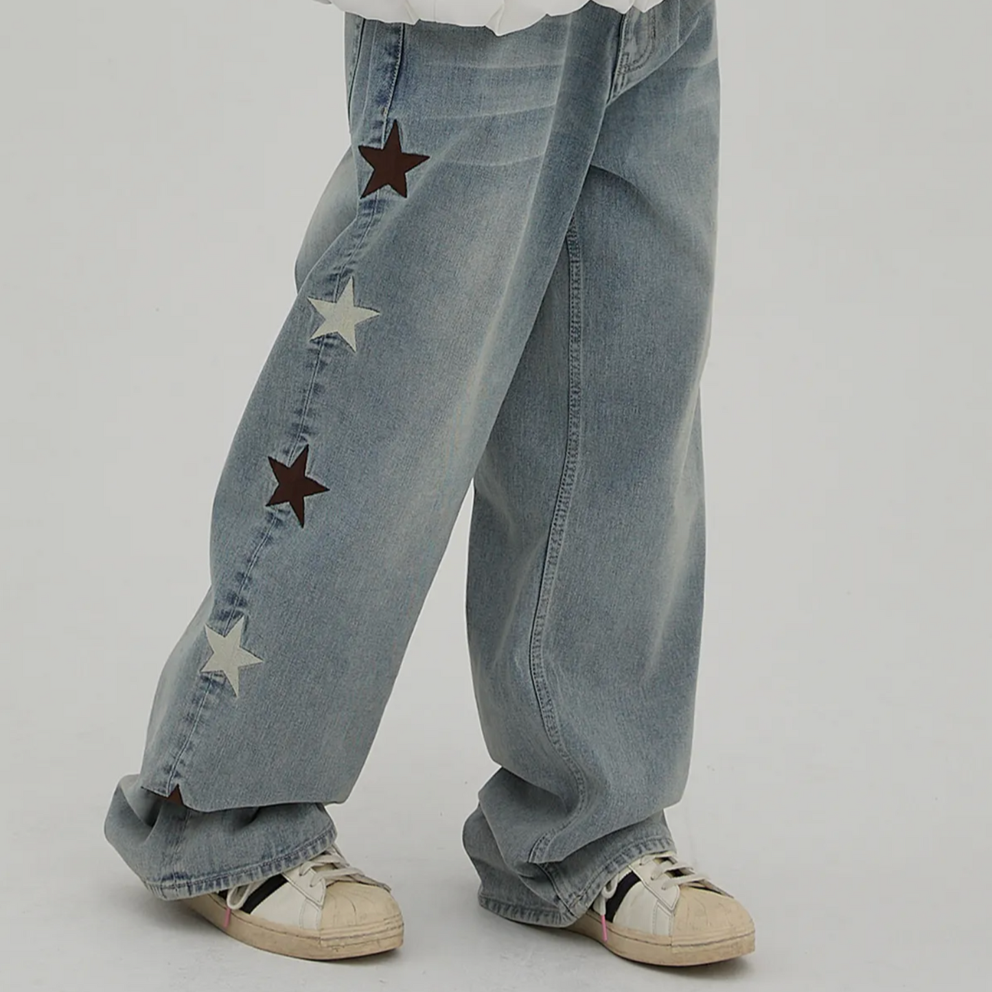 ｜Wai Kei｜ Star Denim Pants Yellow Washed Light Blue