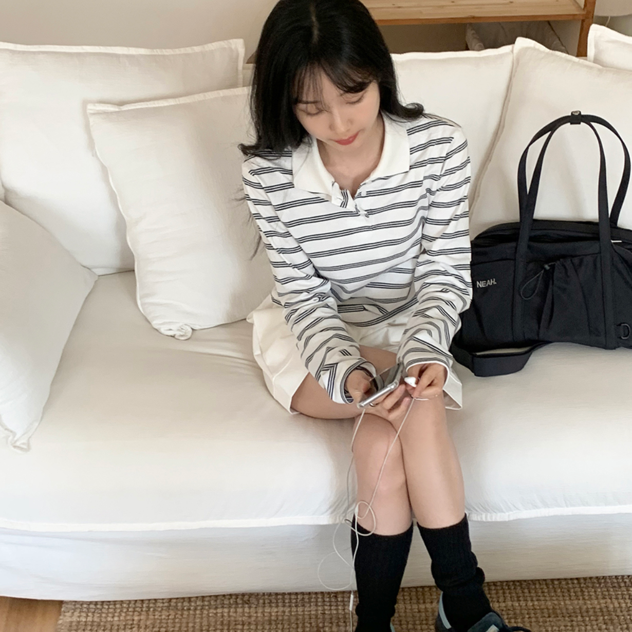 ｜98°C｜ Rugby Crop Stripe Collar