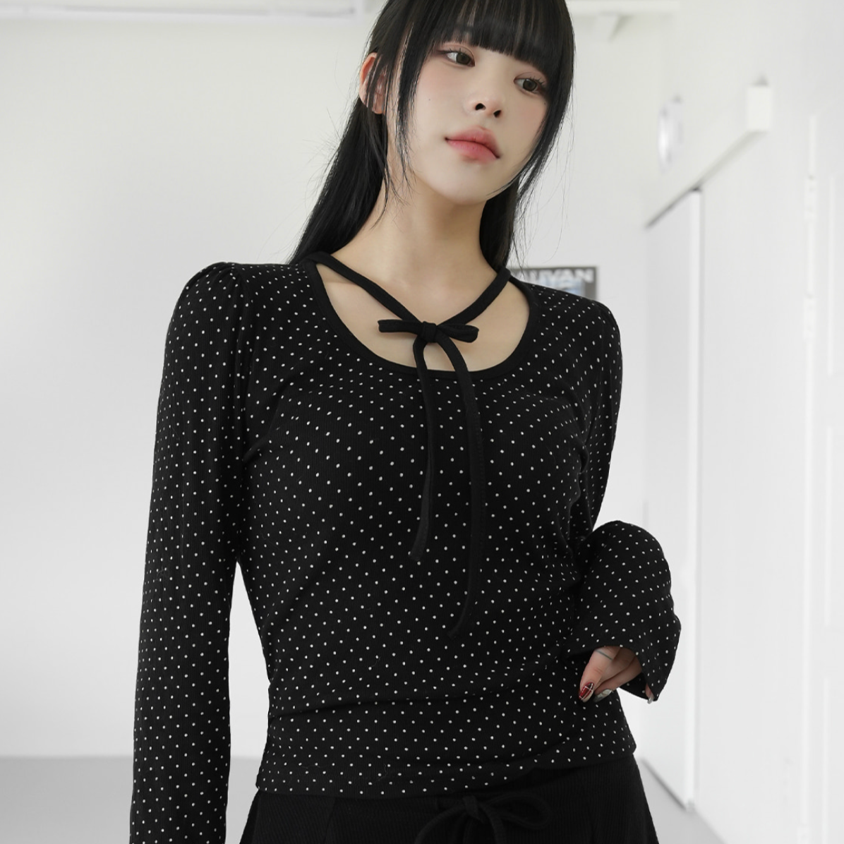 ｜BINARY01｜ Ribbon Dotted T-Shirt