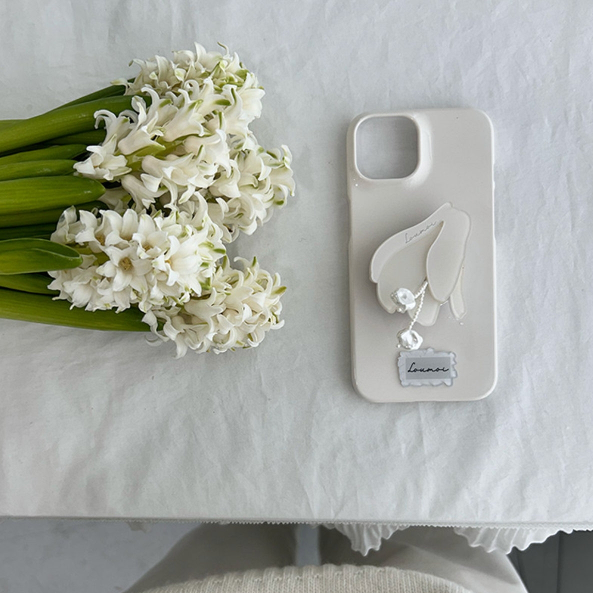 ｜loumoi｜ Leaf Series : Ivory Blossom Hard Case