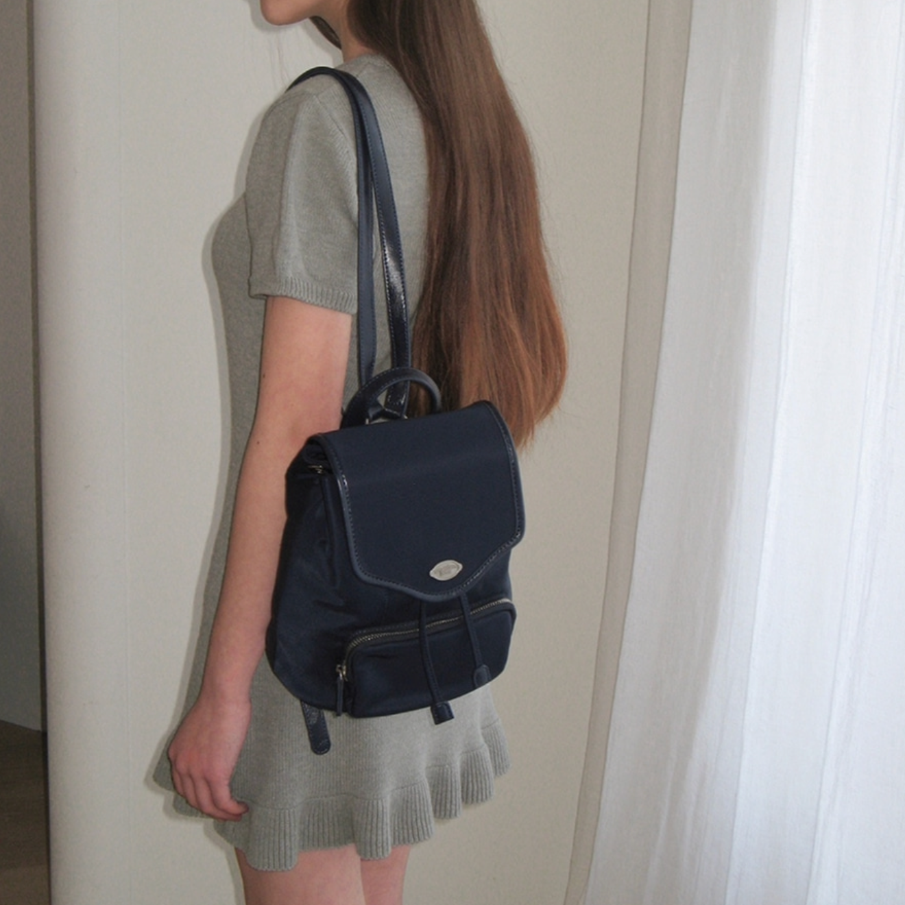 ｜SOMEWHERE BUTTER.｜ Nylon Fle Backpack - Navy