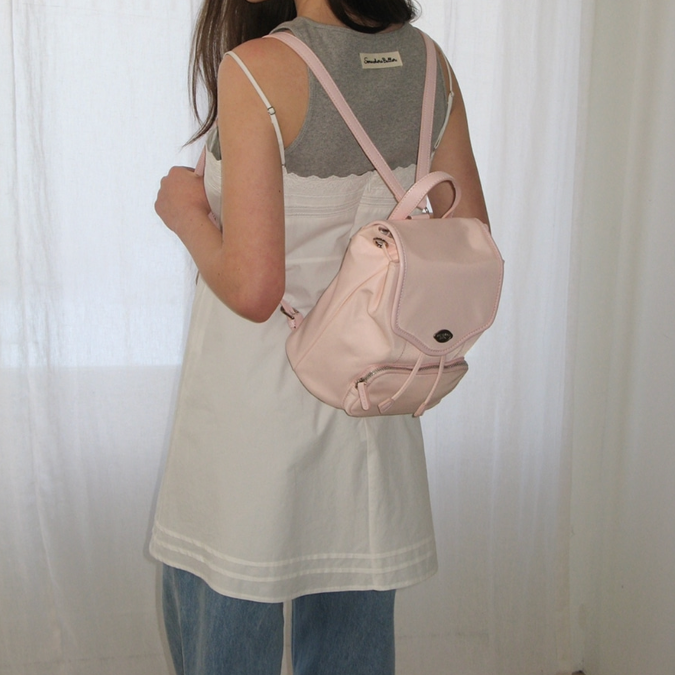 ｜SOMEWHERE BUTTER.｜ Nylon Fle Backpack - Light Pink