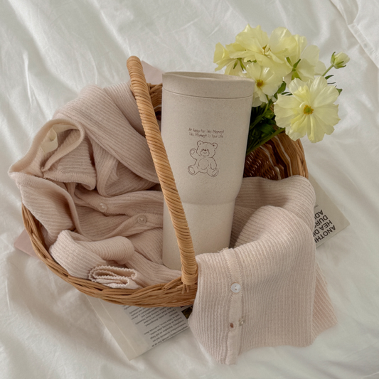 ｜Mademoment｜ Ivory Fluffy Bear Eco Tumbler 550ml