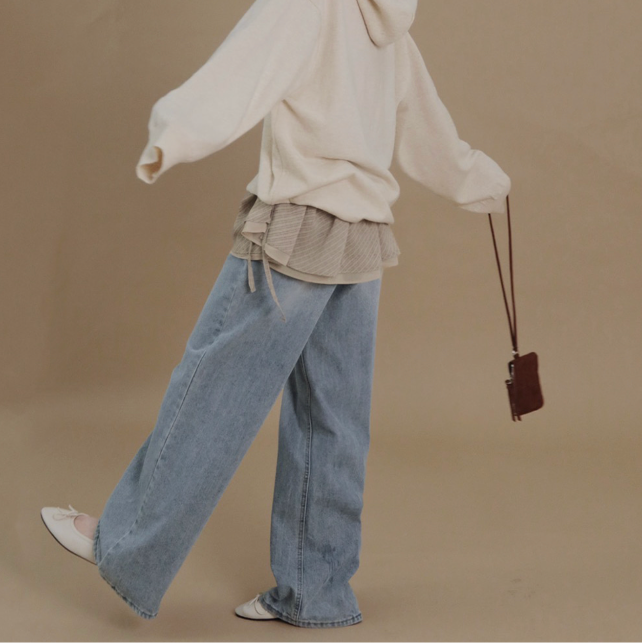 ｜SLOWAND｜ # SLOWMADE Layered Checkered/ Dot Skirt