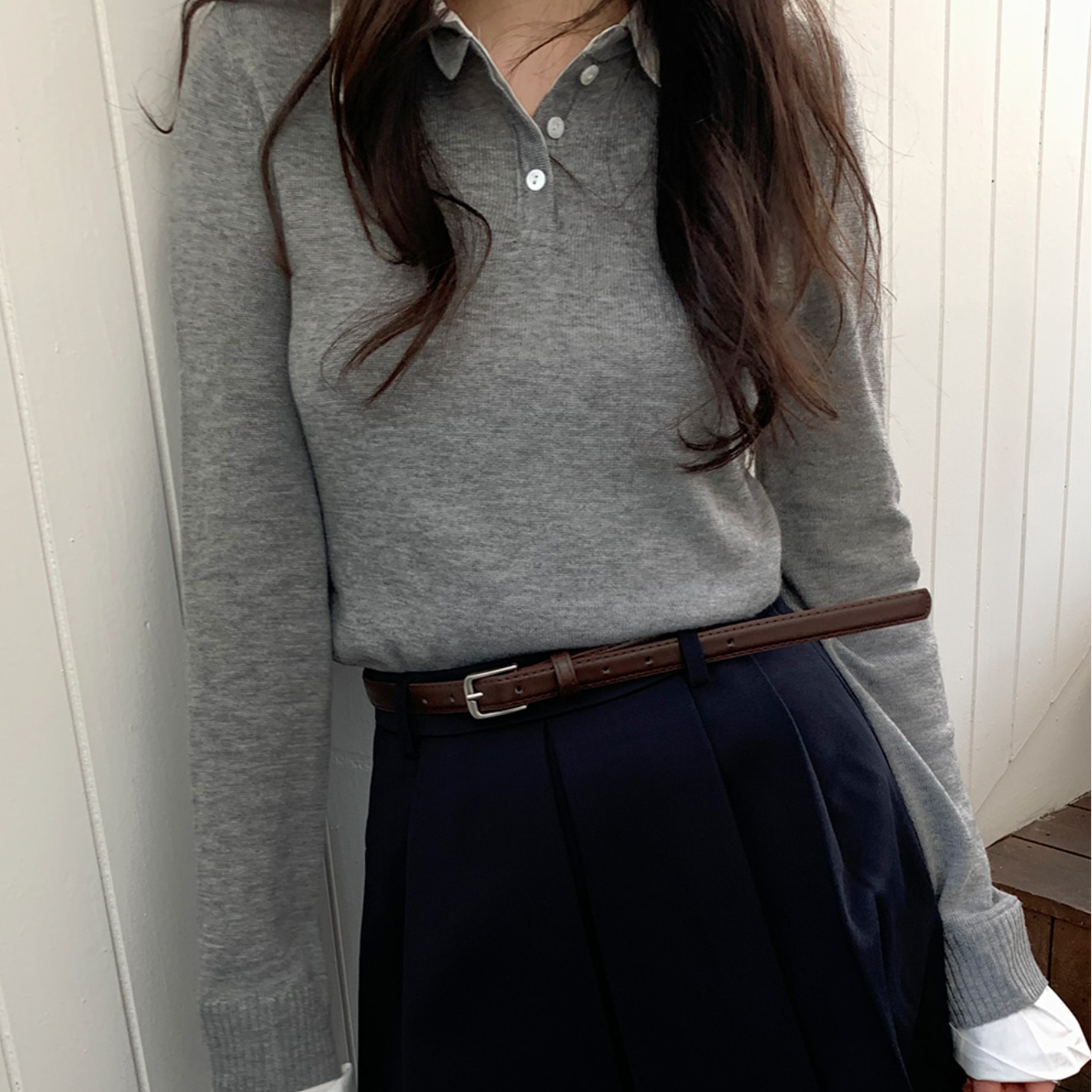 ｜SLOWAND｜ Basic Thin Fit Shirt Knitwear