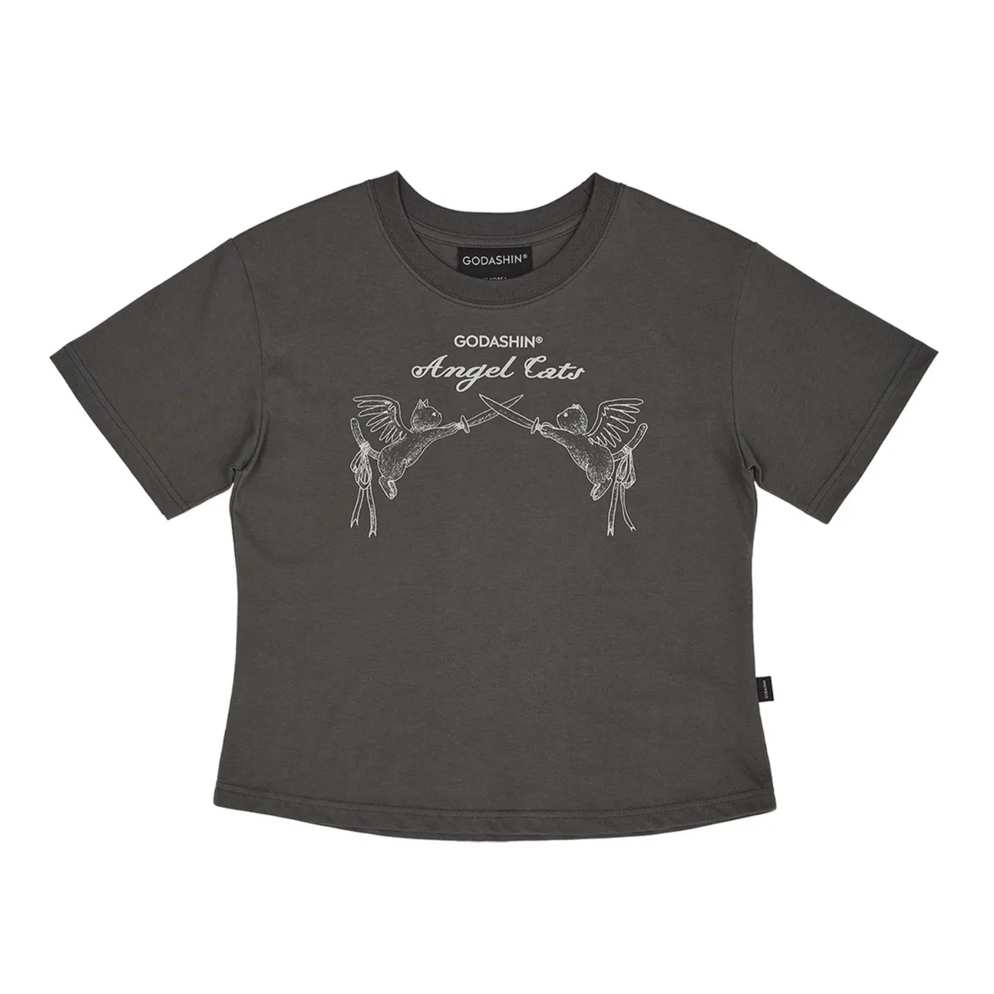 ｜GODASHIN｜ ANGEL CATS T-SHIRT (CHARCOAL)
