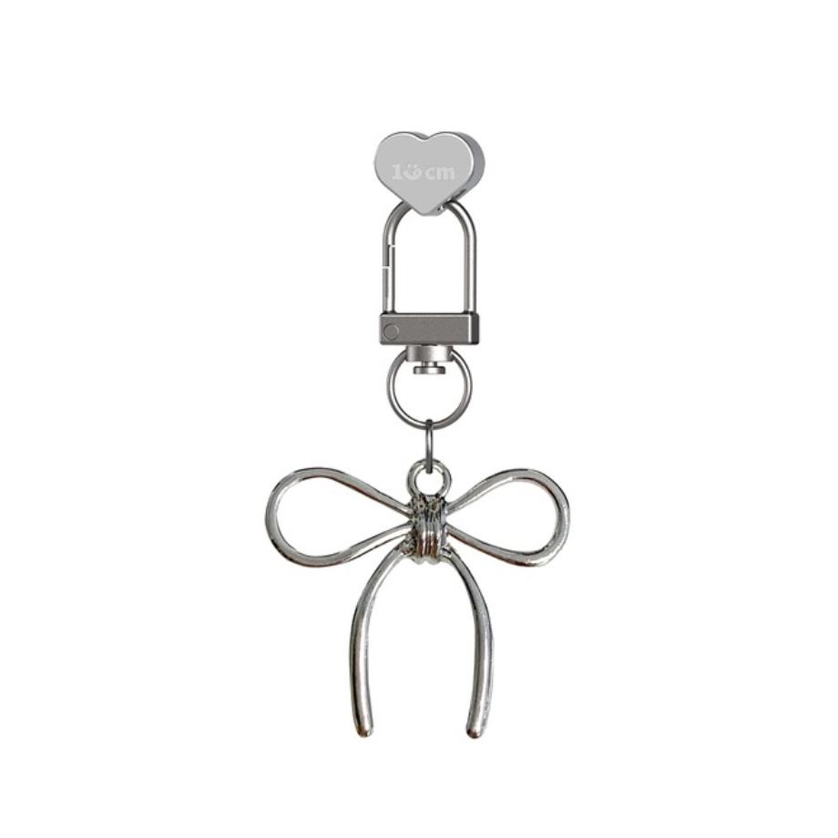 ｜168cm｜ Keychain Heart Charm (Silver Ribbon)