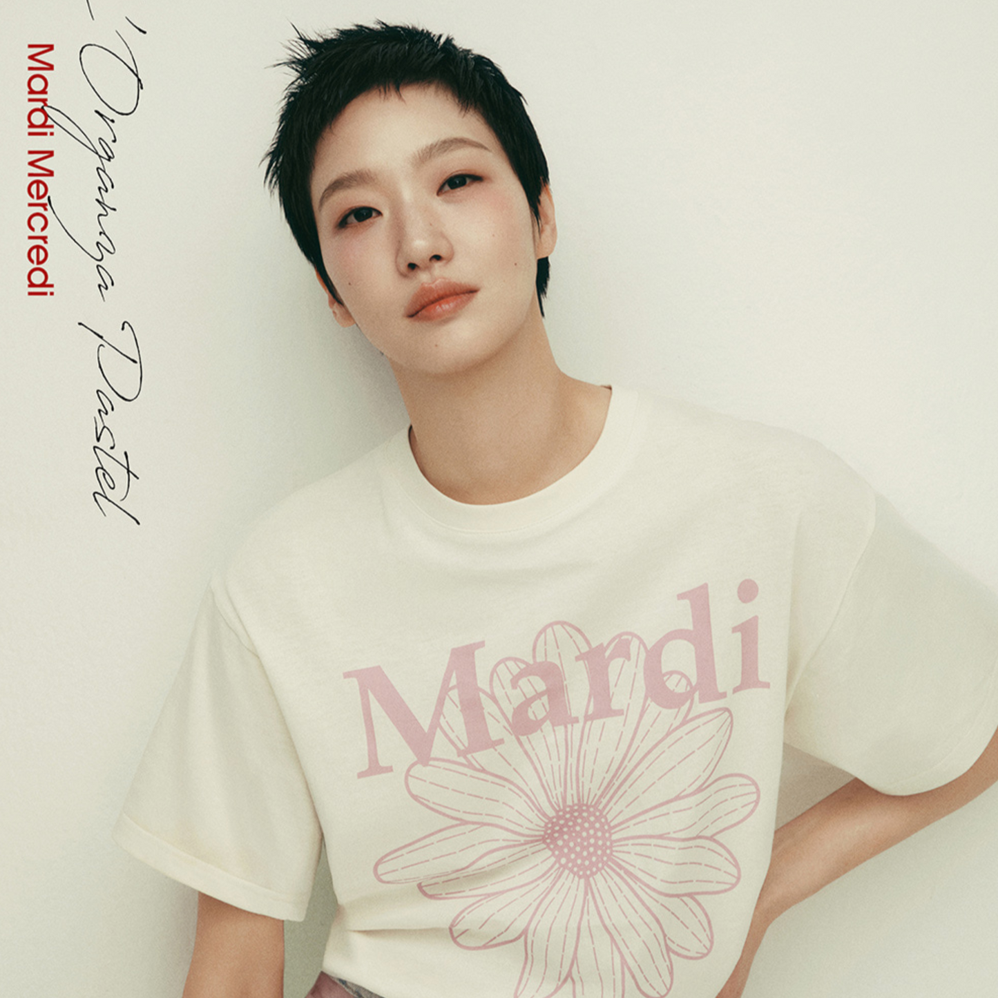 ｜MARDI MERCREDI｜ TSHIRT FLOWERMARDI CREAM PINKLAVENDER