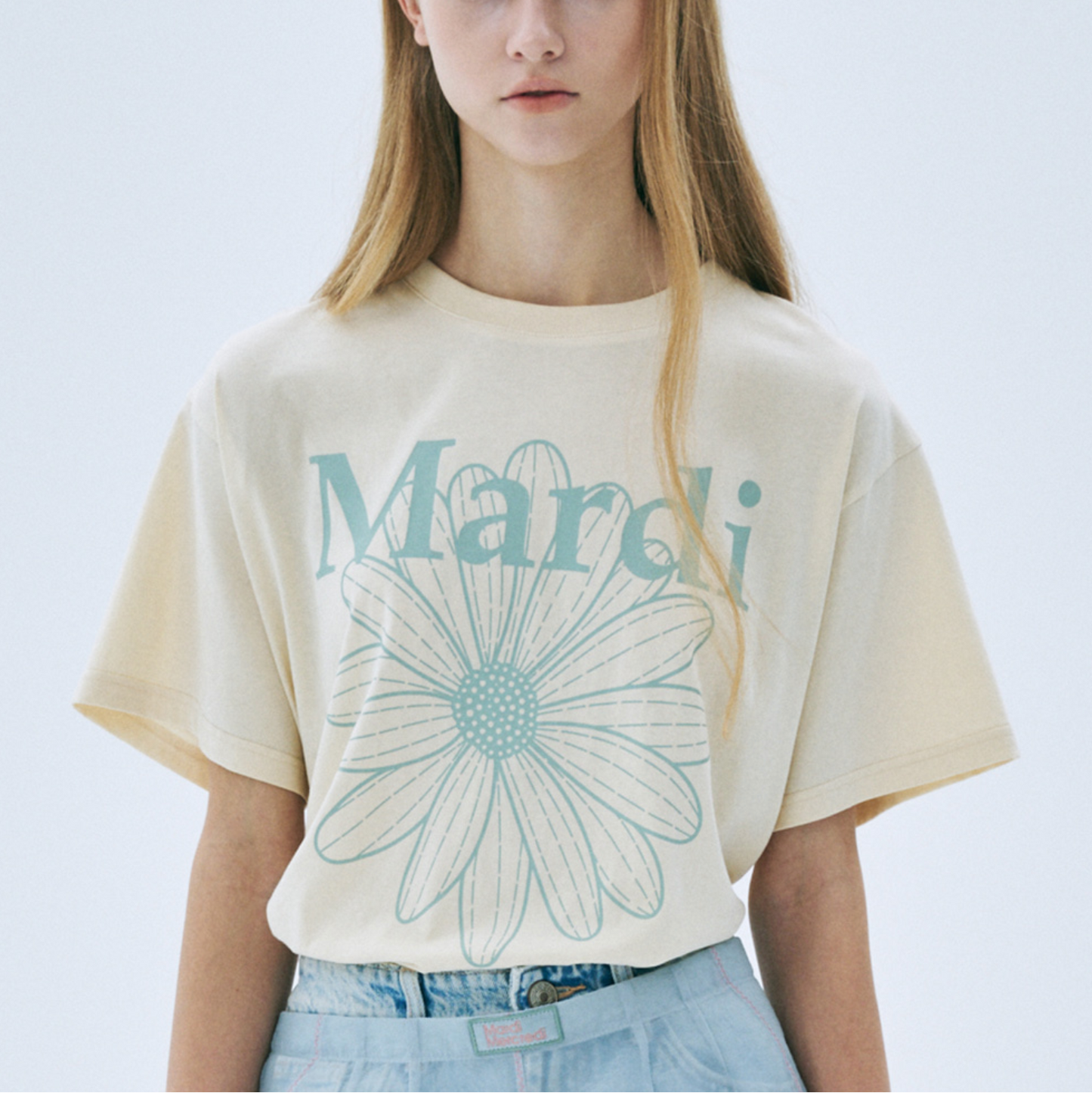 ｜MARDI MERCREDI｜ TSHIRT FLOWERMARDI BUTTER MOSSGREEN