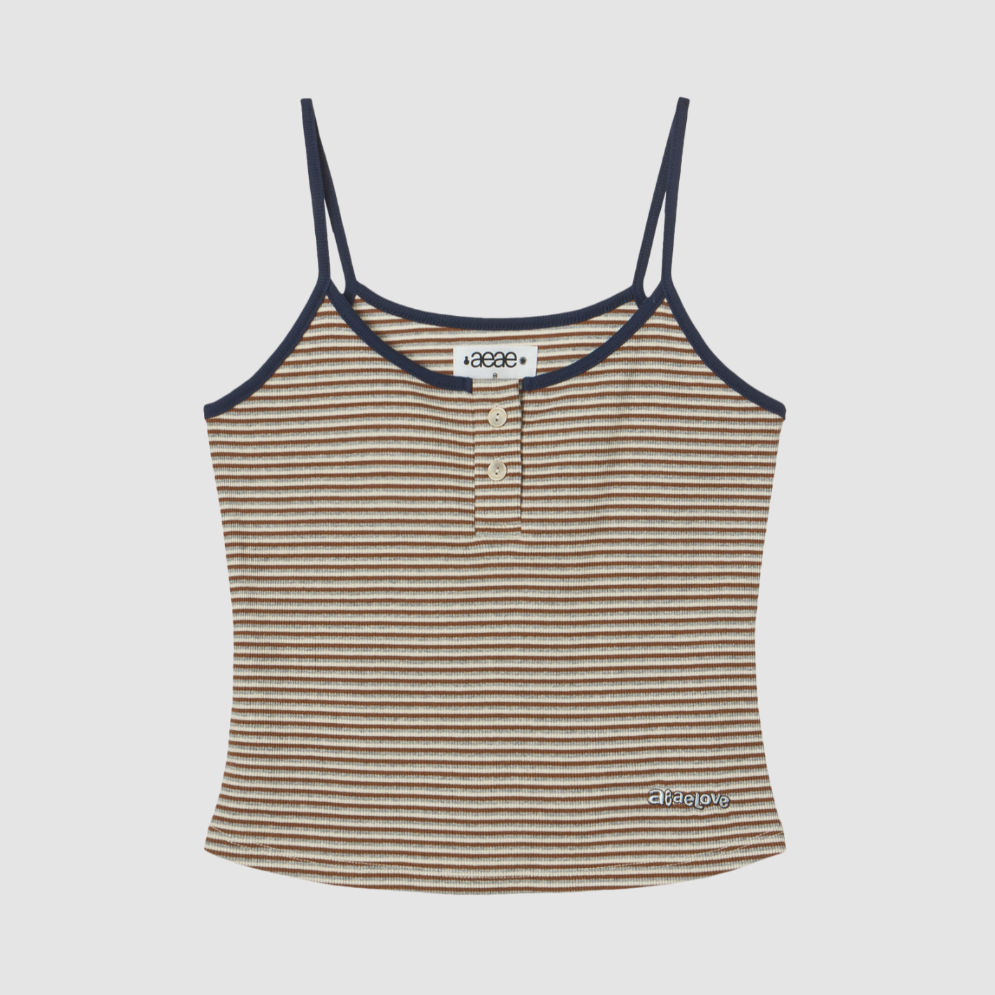 ｜aeae｜ STRIPE BUTTON TANK TOP ｜BEIGE｜