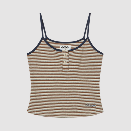 ｜aeae｜ STRIPE BUTTON TANK TOP ｜BEIGE｜