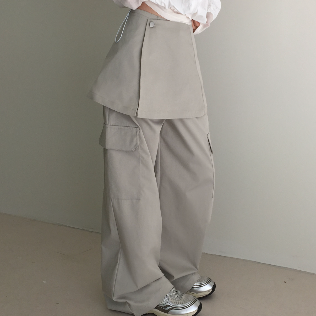 ｜MODIMOOD｜ Curve Cargo Skirt Pants Set