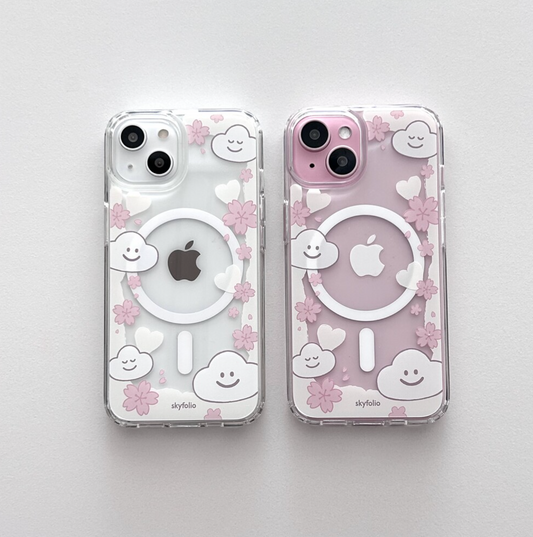 ｜skyfolio｜ Blossom White MagSafe Jelly Hard Phone Case