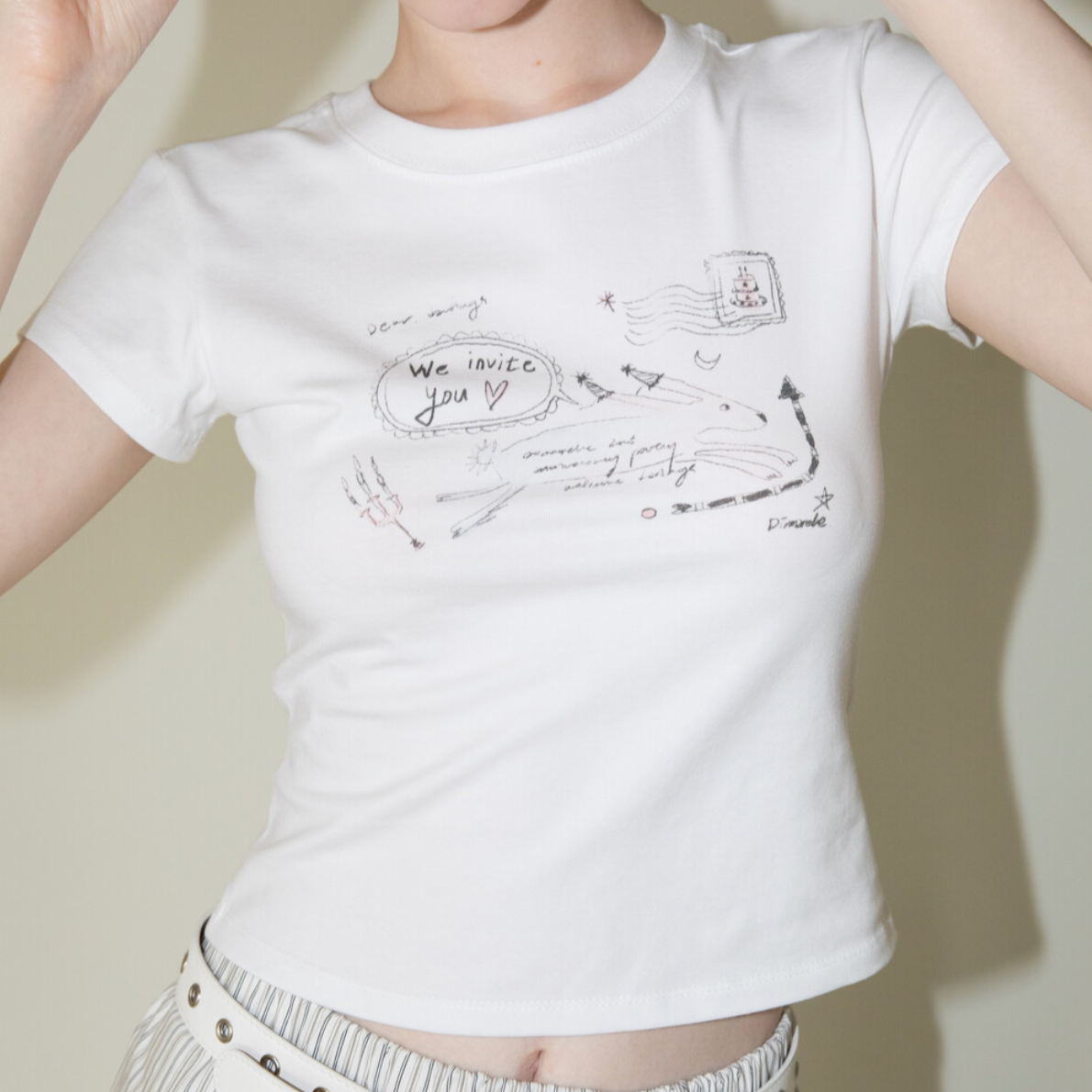 ｜Dimanche｜ BUNNY LETTER T-SHIRT