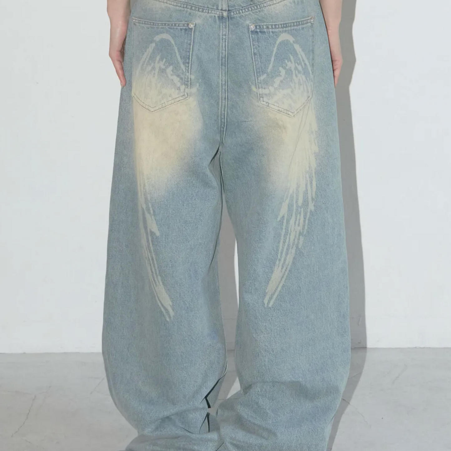 ｜FANCY CLUB｜ Angel Vintage Washing Pintuck Pants (BLUE)