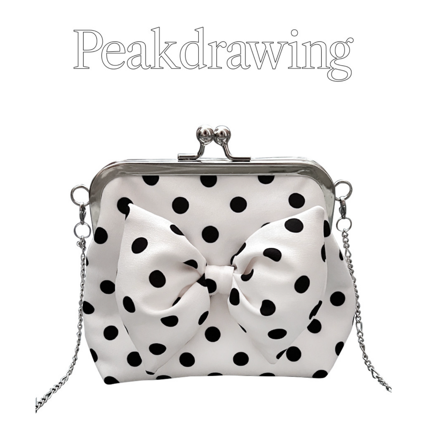 ｜Peakdrawing｜ ｜Cream.ver｜ Medium Ribbon Polkadot Frame Bag