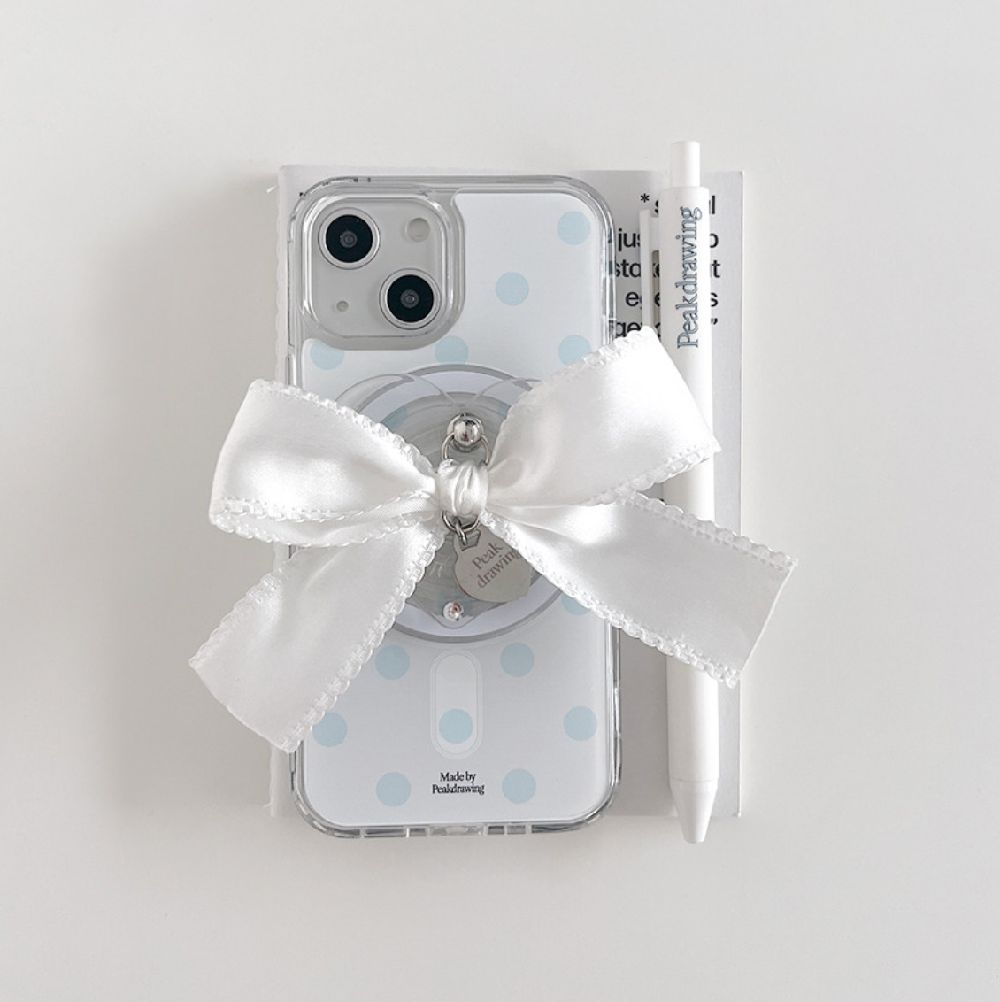 ｜peakdrawing｜ White Baby Bow Heart Tok