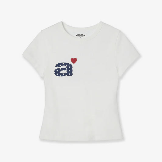 ｜aeae｜ DOT SMALL LETTER TEE ｜WHITE｜