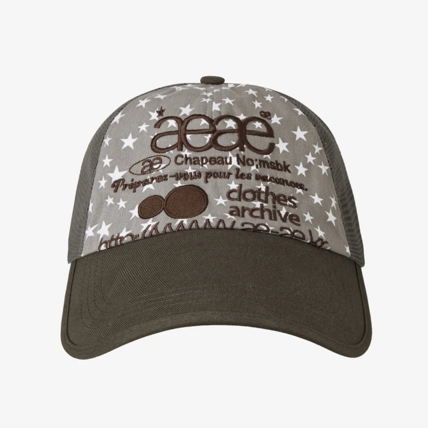 ｜aeae｜ WEB LOGO STAR MESH CAP ｜GREY｜