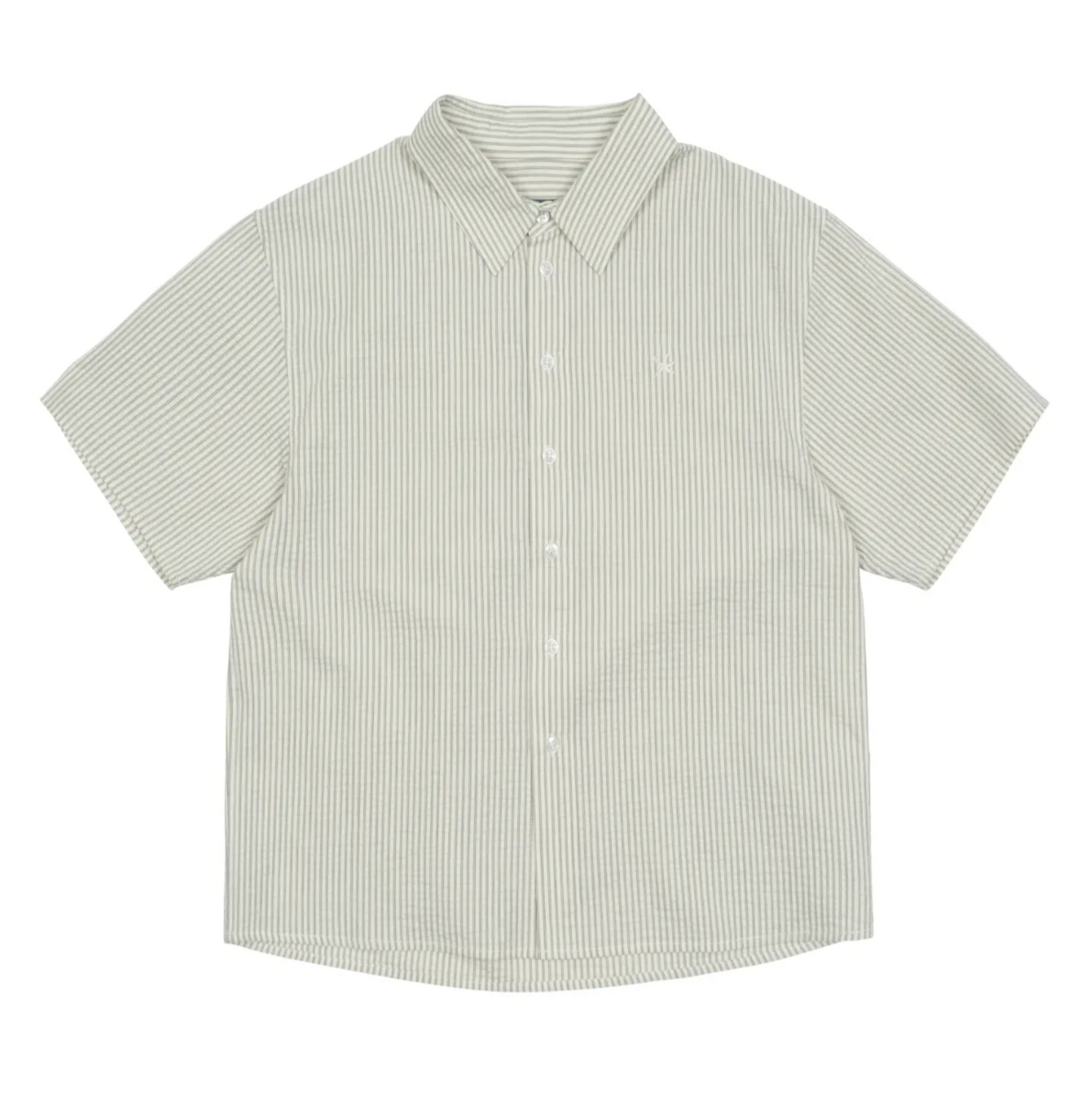 ｜THE COLDEST MOMENT｜ TCM Mini Logo Stripe Half Shirts (Beige)