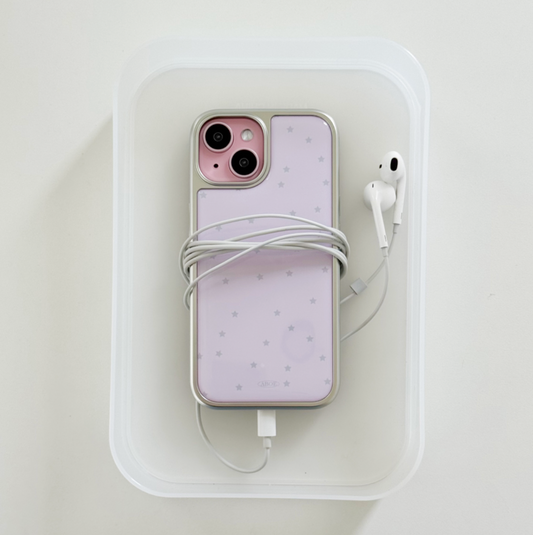 ｜ABOE｜ PINK STAR Silver Epoxy Phone Case