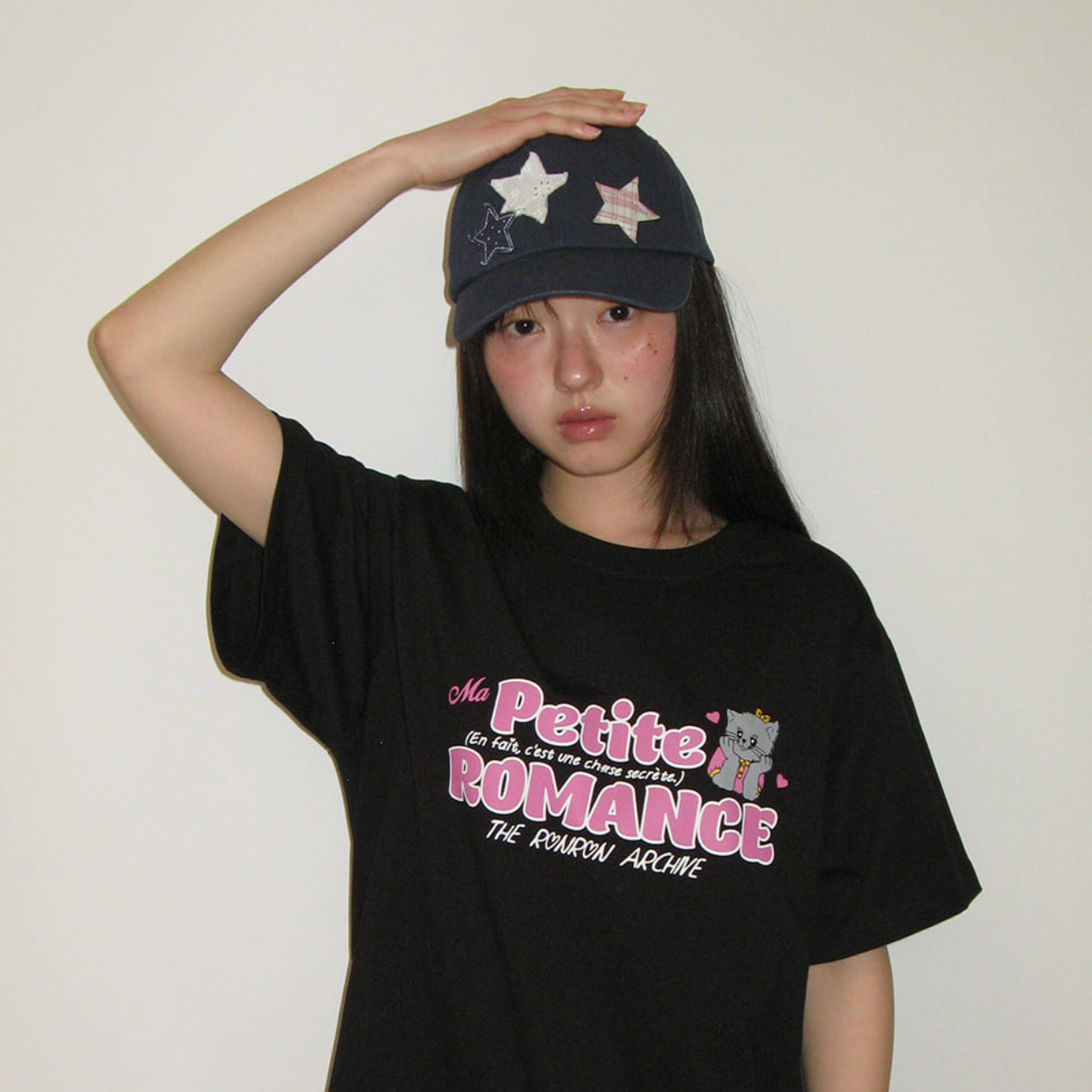 ｜RONRON｜ STAR PATCH MIXED APPLIQUE BALL CAP NAVY
