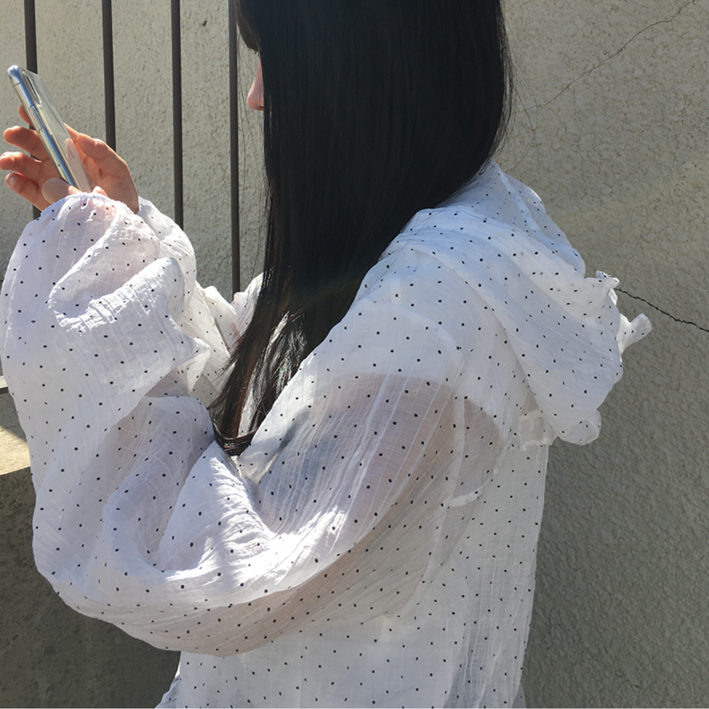 ｜anyonemore｜ Summer Frill Hoodie Dot Windbreaker Jacket