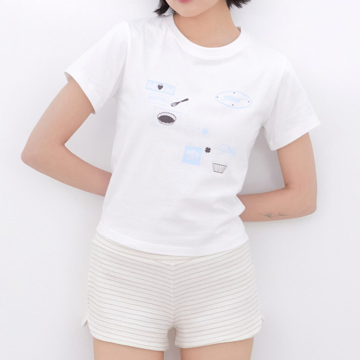 ｜Inner museum｜ Baking Print T-Shirt (BLUE)