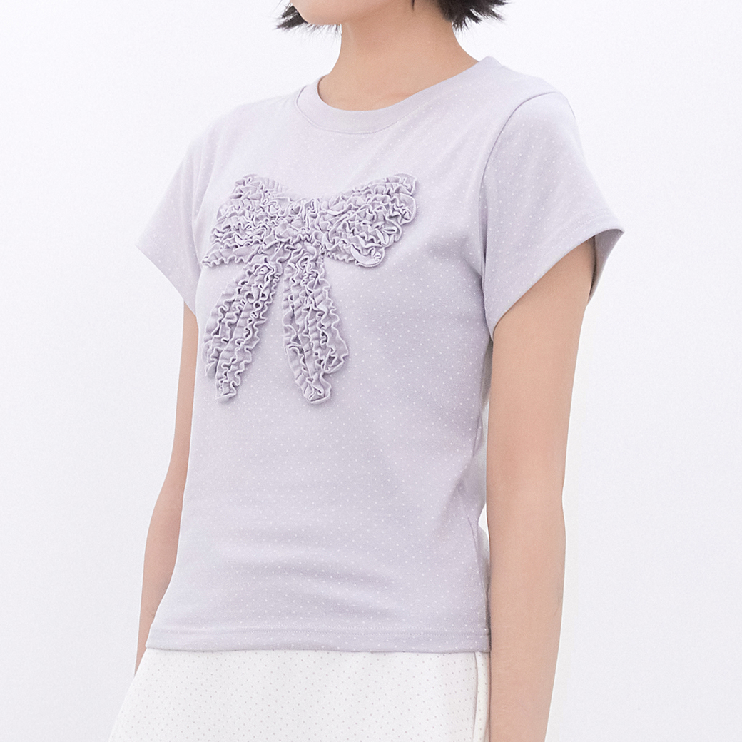 ｜Inner museum｜ Dot Frill Ribbon T-Shirt (BABYBLUE)