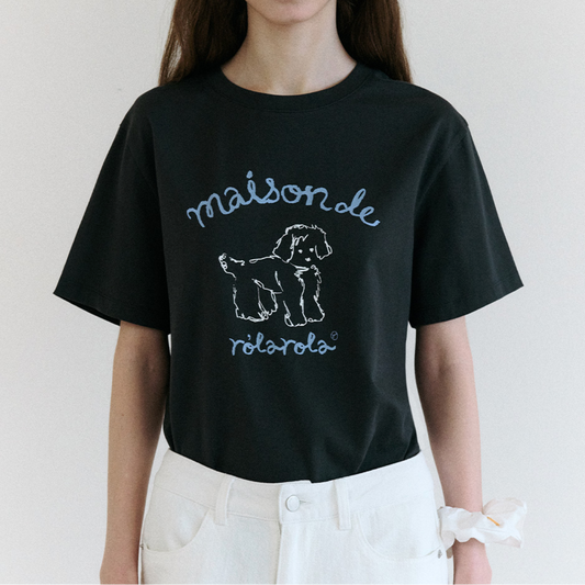 ｜rola rola｜ MAISON ROLA PUPPY FRIENDS T-SHIRT CHARCOAL