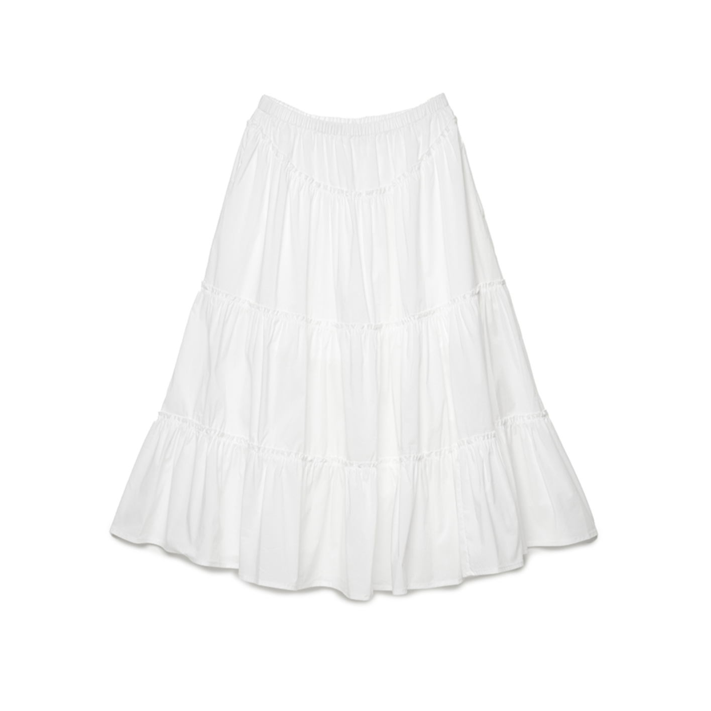 ｜NOIRNINE｜ Shirring Frill Skirt ｜WHITE｜